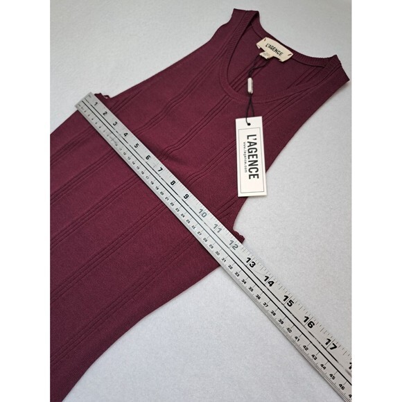 NEW! L'Agence Shelby Bodycon Dress Knit Stretch Sleeveless Burgundy Midi XS - Picture 8 of 10